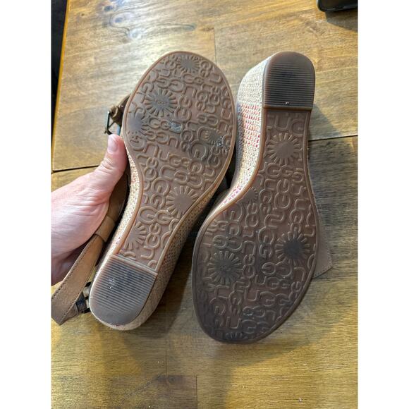 UGG Gaiana Slingback Wedge Sandals Leather Tan - Size 8 extra soft and comfy - Picture 4 of 11